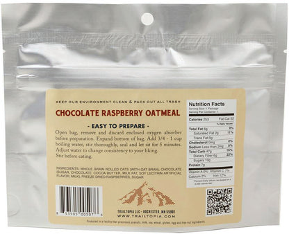 Trailtopia Raspberry Chocolate Oatmeal - Nutritious Breakfast for Outdoor Adventures