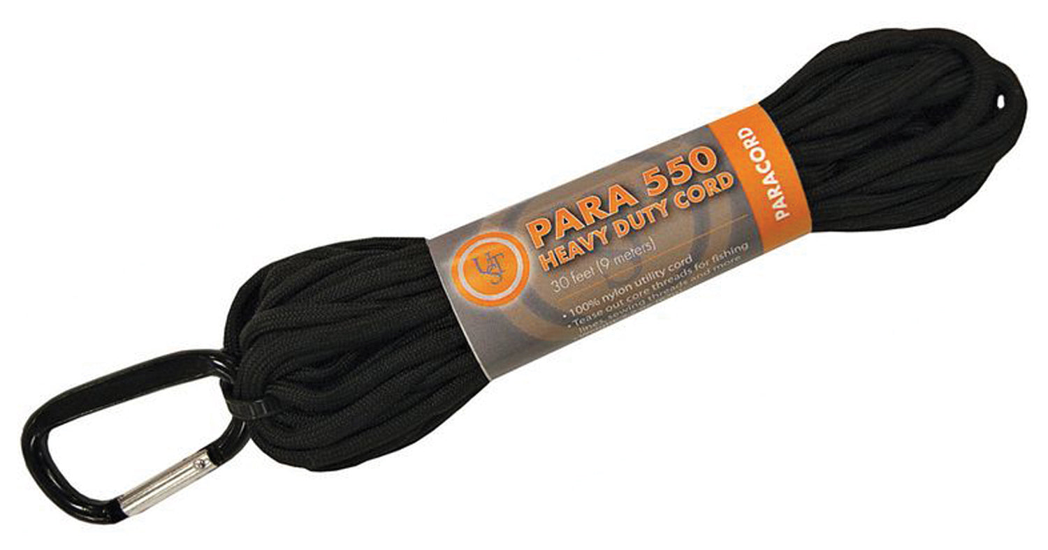 UST Paracord 550 30' Black - Durable Survival Rope for Outdoor Adventures