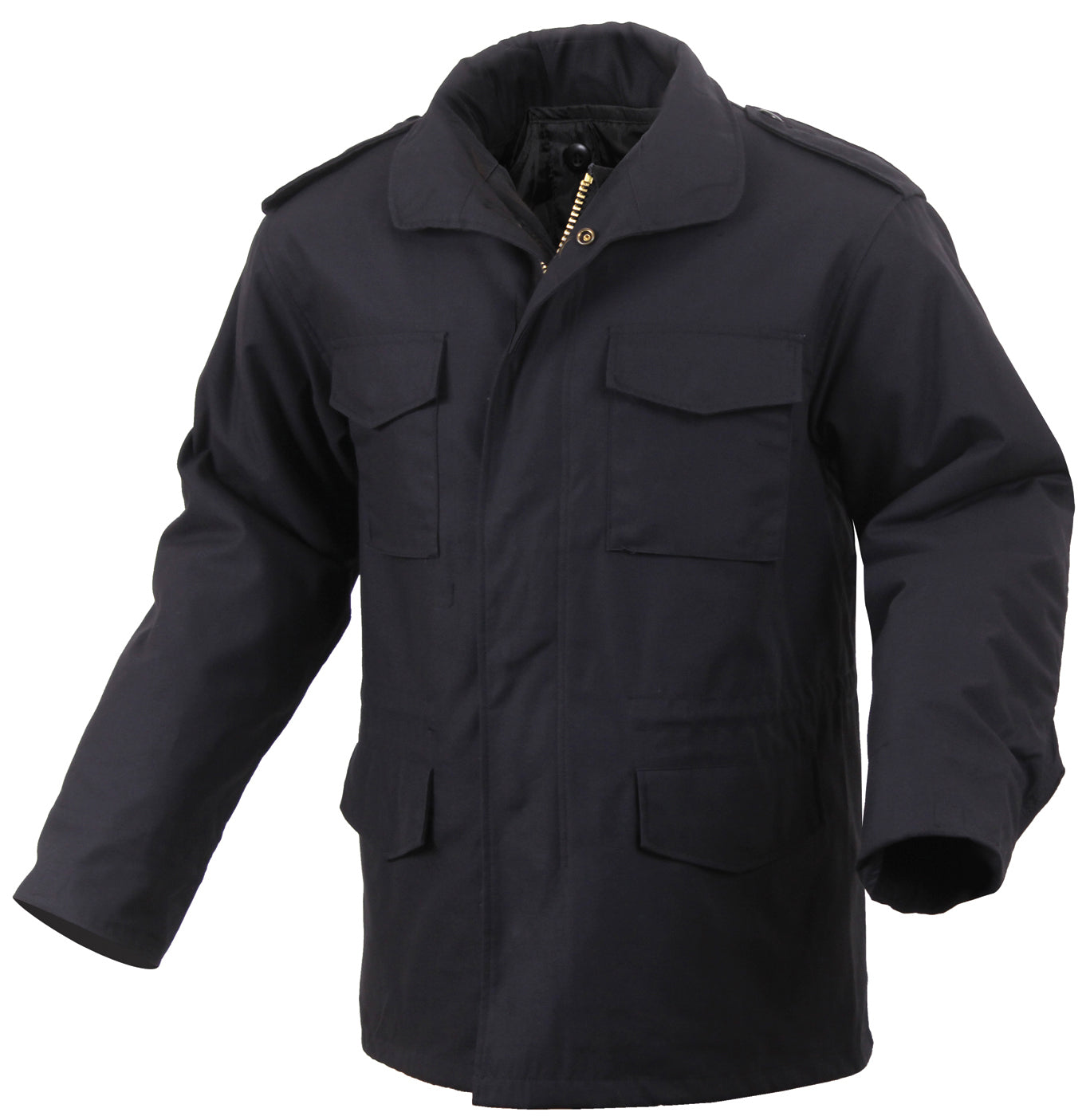 Rothco M-65 Field Jacket Black Size Large Long with Water-Repellent Shell and Removable Liner