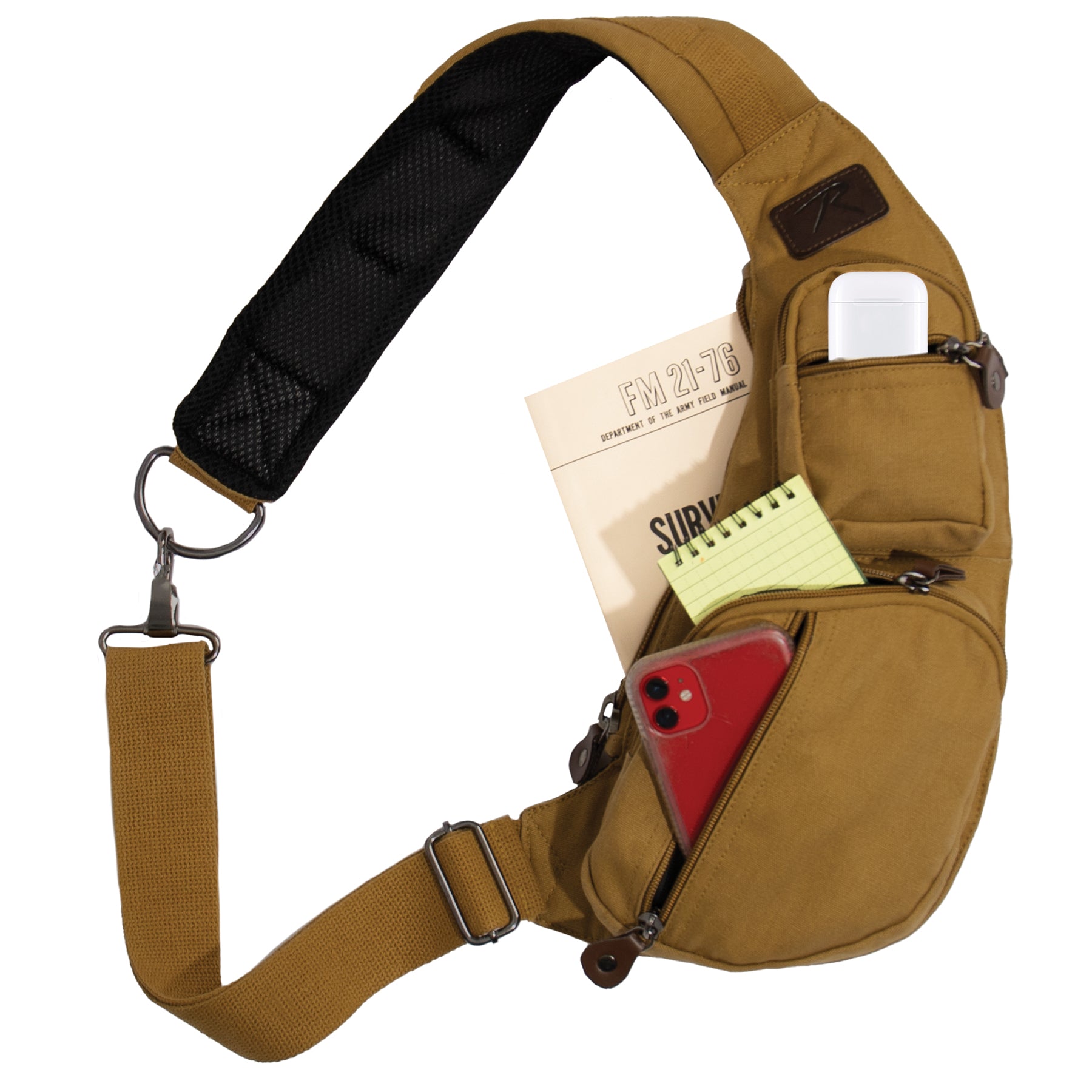 Rothco Crossbody Canvas Sling Bag in Coyote Brown – Versatile Travel and Everyday Carry Solution