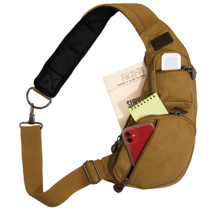 Rothco Crossbody Canvas Sling Bag in Coyote Brown – Versatile Travel and Everyday Carry Solution