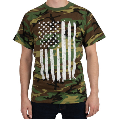 Rothco Camo US Flag T-Shirt Size 3XL in Woodland Camo