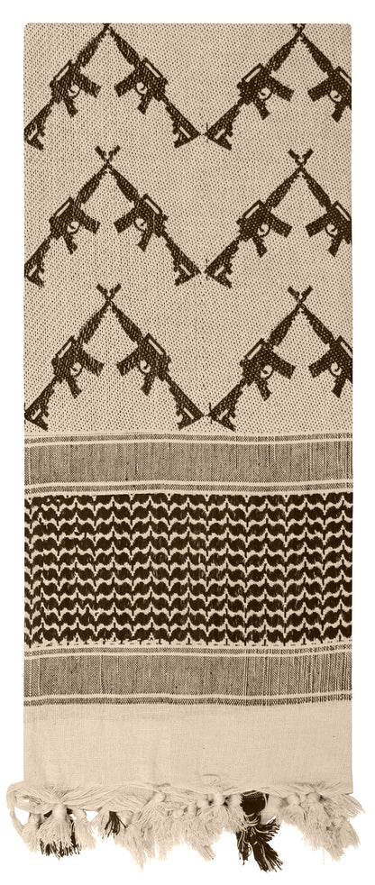 Rothco Crossed Rifles Shemagh Tactical Desert Keffiyeh Scarf Tan - Versatile Military-Style Headwear and Accessory