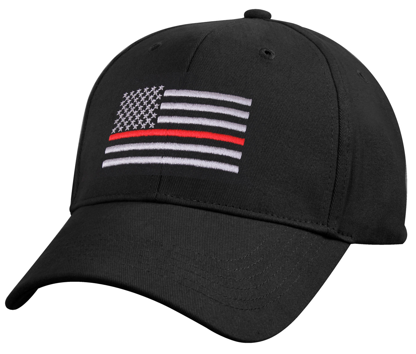 Rothco Thin Red Line Flag Low Profile Cap Black - Adjustable Firefighter Support Baseball Hat