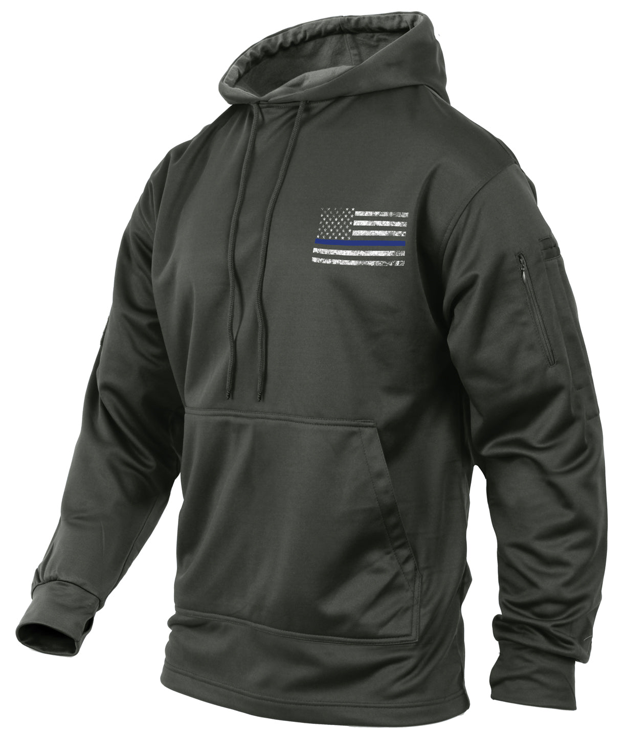 Rothco Concealed Carry Thin Blue Line Hoodie Gunmetal Grey Size Large