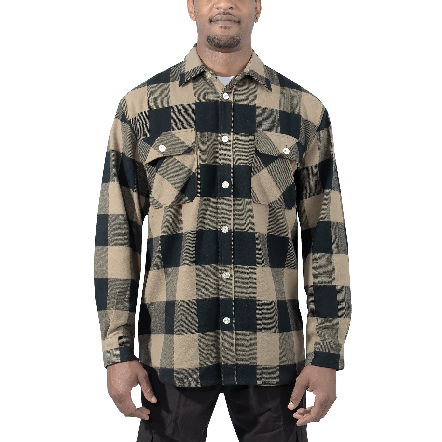 Rothco Extra Heavyweight Buffalo Plaid Flannel Shirt Coyote Brown Size Small