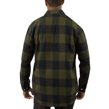 Rothco Extra Heavyweight Buffalo Plaid Flannel Shirt in Olive Drab, Size Large