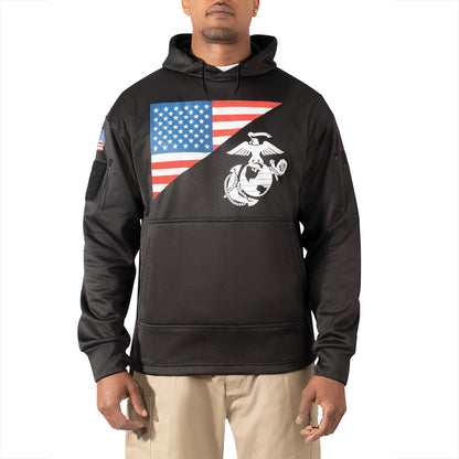 Rothco US Flag & USMC Eagle, Globe, & Anchor Concealed Carry Hoodie Black Size L