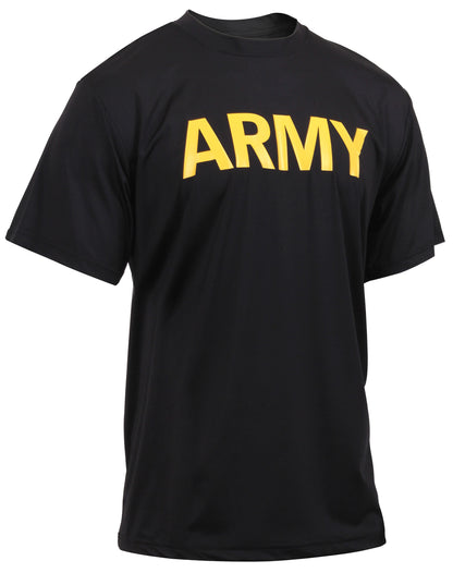 Rothco Performance PT Shirt Size XS - Breathable Nylon Spandex Workout Top with Army Lettering