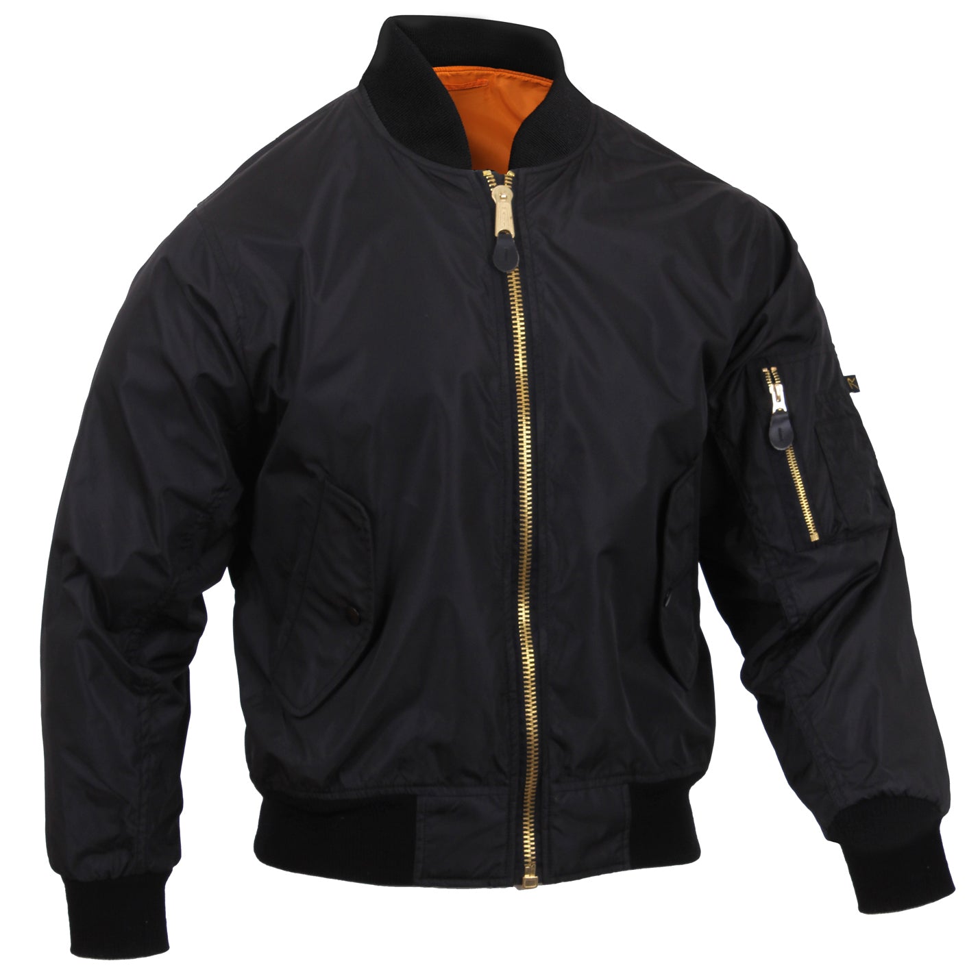 Rothco Lightweight Enhanced Nylon MA-1 Flight Jacket for Men – Black, Size 2XL