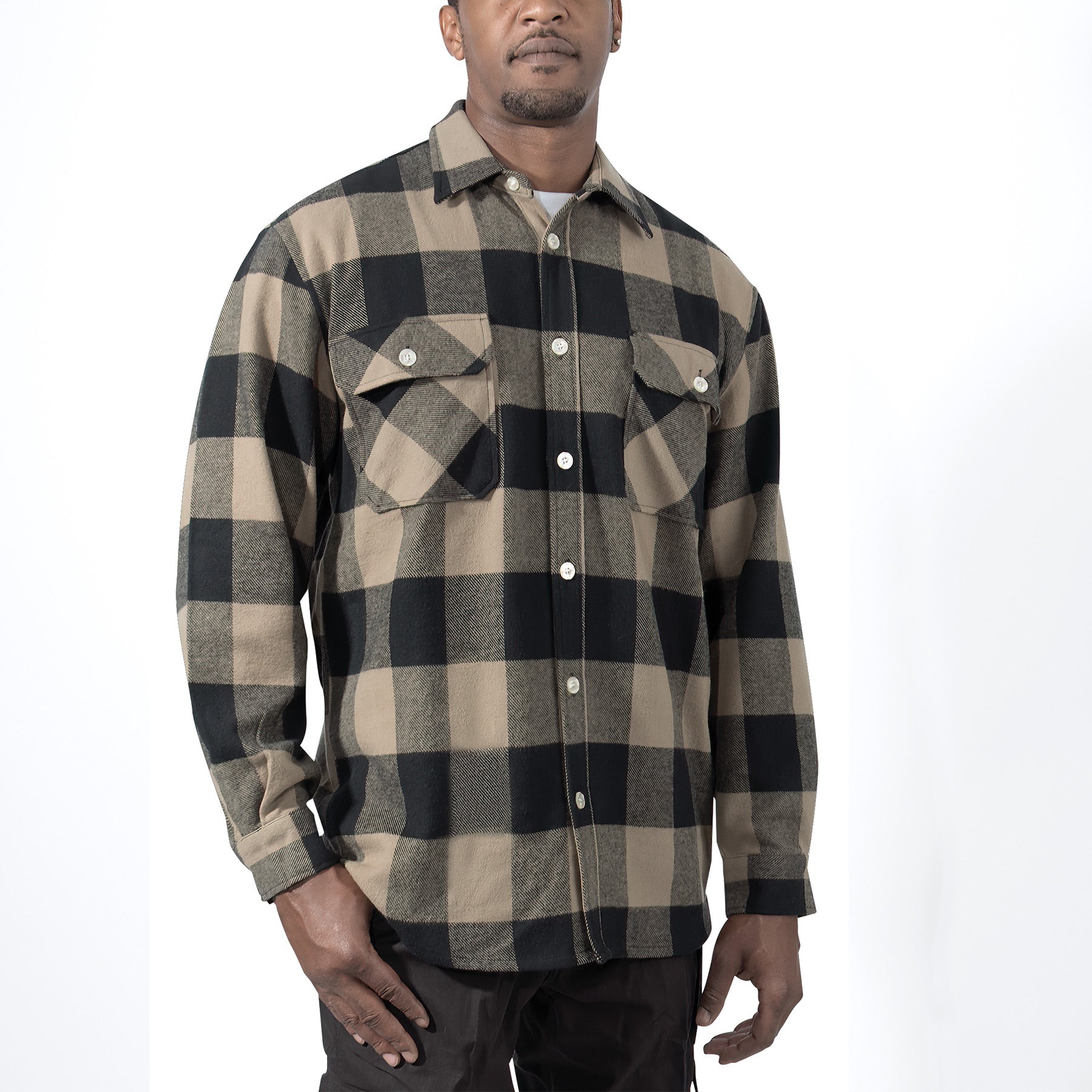 Rothco Extra Heavyweight Buffalo Plaid Flannel Shirt in Coyote Brown, Size 2XL