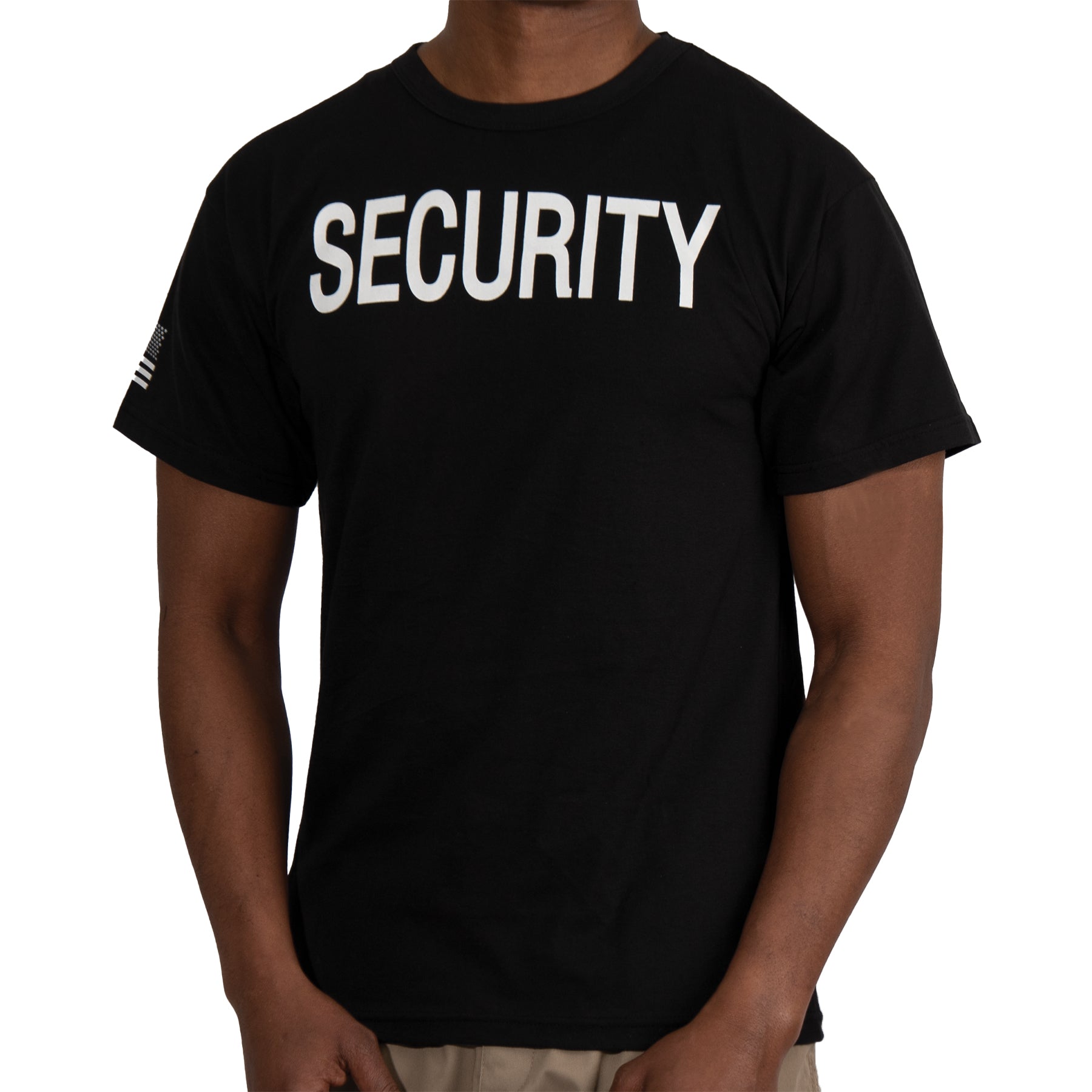 Rothco 2-Sided Security T-Shirt with US Flag on Sleeve - Black, 3XL