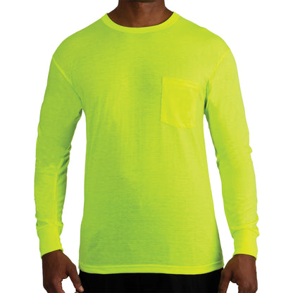 Rothco Moisture Wicking Long Sleeve Pocket T-Shirt in Safety Green - Size L