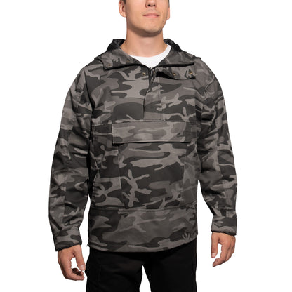 Rothco Anorak Parka Black Camo Size Large - Durable Cotton-Poly Blend with Weather-Resistant Features