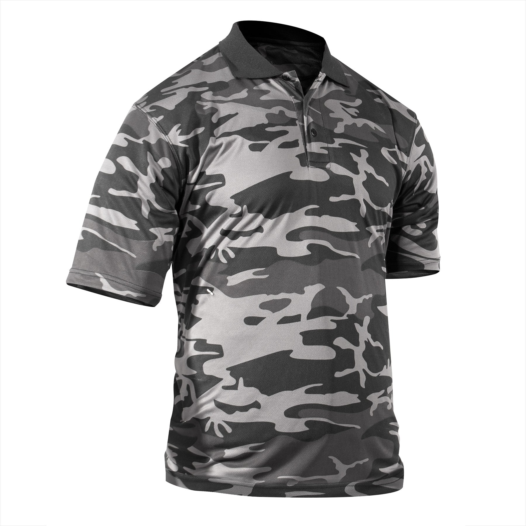 Rothco Moisture Wicking Polo Shirt Black Camo Size Small