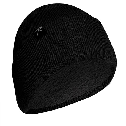 Rothco Deluxe Fine Knit Sherpa-Lined Watch Cap Black - Part 57970