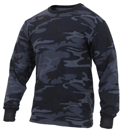 Rothco Long Sleeve Color Camo T-Shirt Midnight Blue Camo Size M
