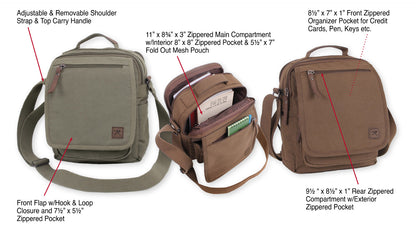 Rothco Every Day Work Shoulder Bag Brown - Military-Inspired Canvas Crossbody Bag with Multiple Pockets
