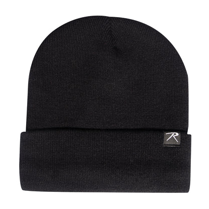 Rothco Deluxe Fine Knit Fleece-Lined Watch Cap Black - Warm Winter Beanie for Cold Weather Activities