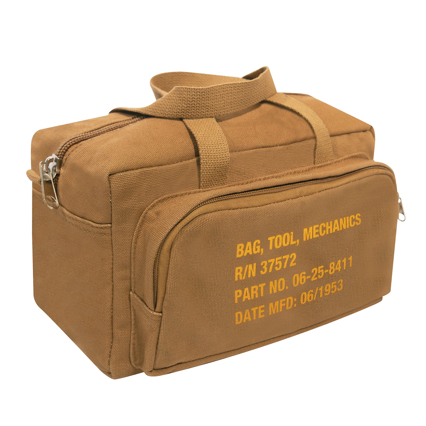 Rothco G.I. Type Zipper Pocket Mechanics Tool Bag with Military Stencil in Coyote Brown