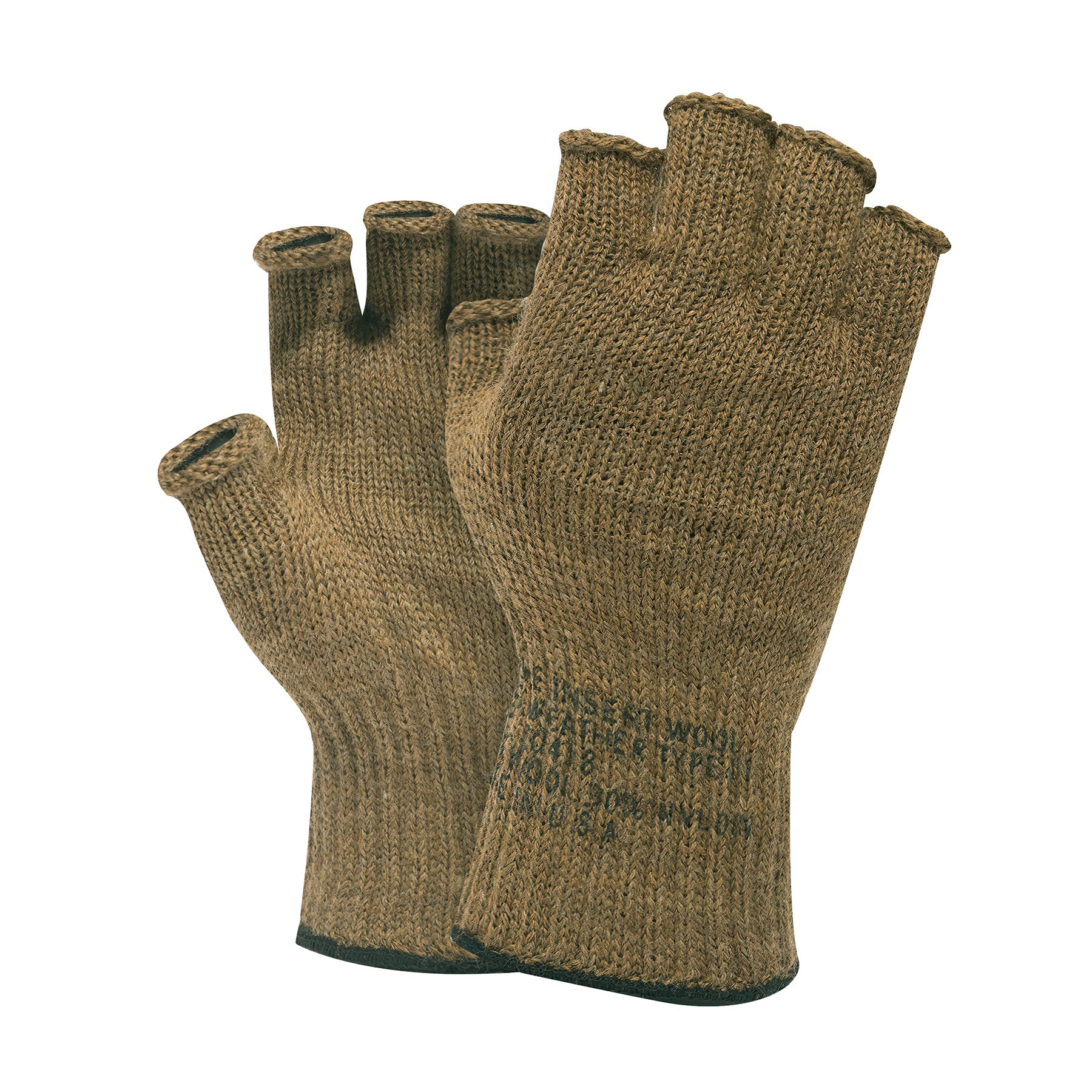 Rothco Fingerless Wool Gloves in Coyote Brown - US-Made Outdoor Warmth and Dexterity