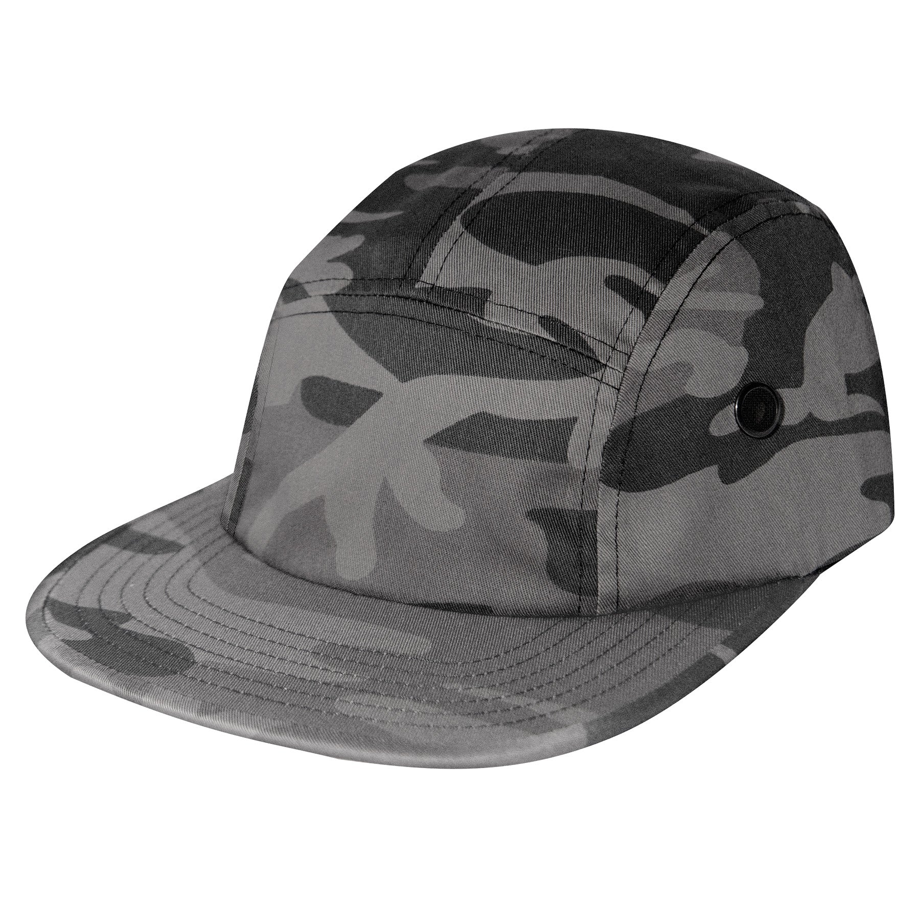 Rothco 5 Panel Street Cap Black Camo - Adjustable Classic Design for Active Wear