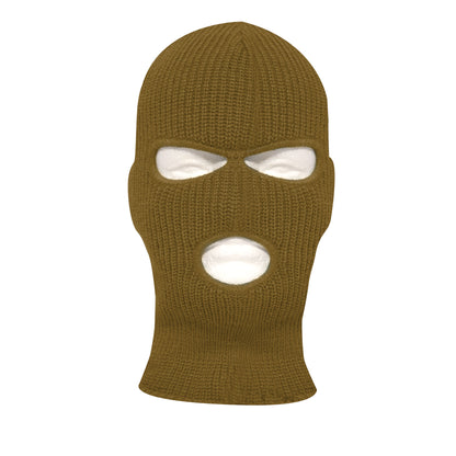 Rothco Fine Knit Three Hole Facemask in Coyote Brown – Warm Lightweight Cold Weather Face Cover