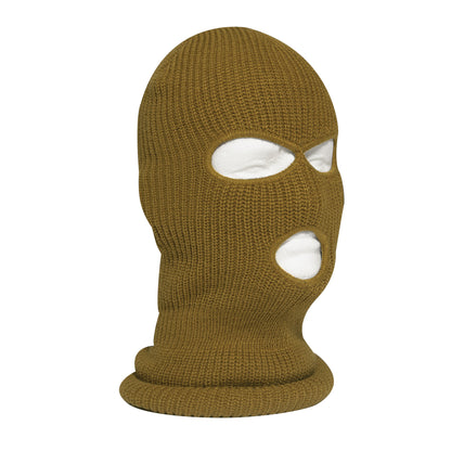 Rothco Fine Knit Three Hole Facemask in Coyote Brown – Warm Lightweight Cold Weather Face Cover