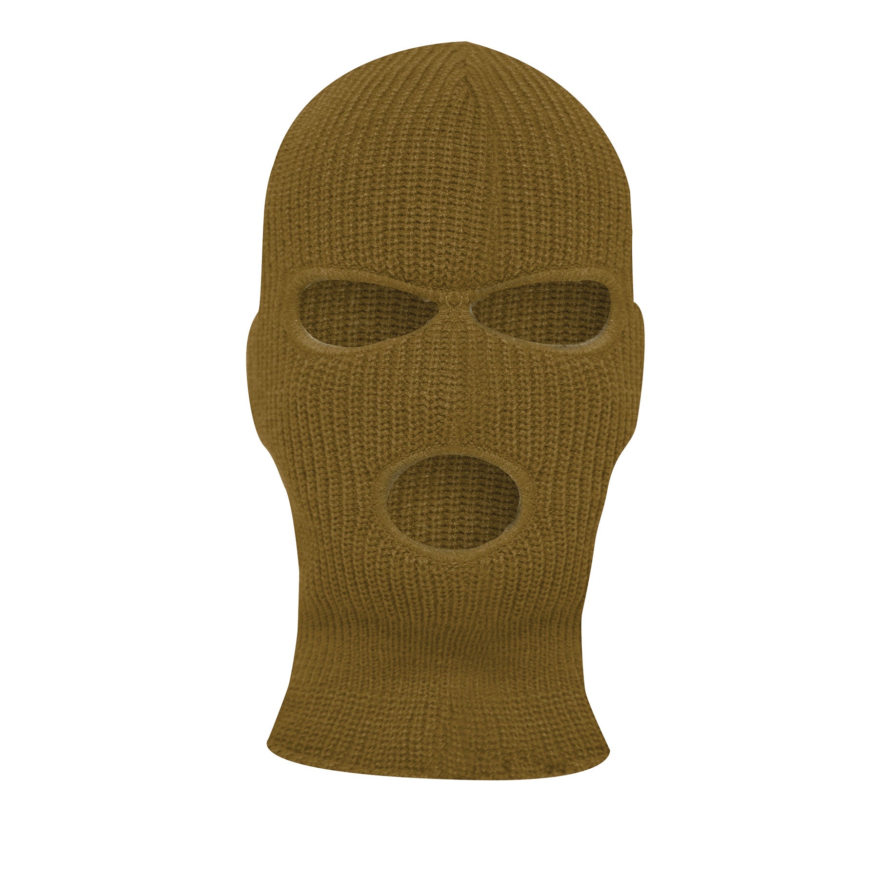 Rothco Fine Knit Three Hole Facemask in Coyote Brown – Warm Lightweight Cold Weather Face Cover