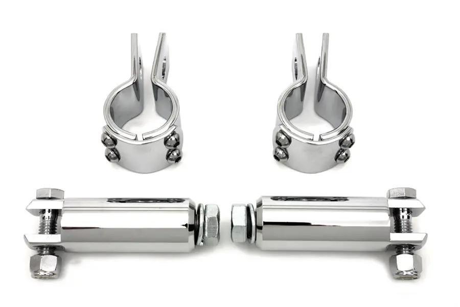 V-Twin Chrome Footpeg Mount Kit with Clamp Set and Extension Bars for Motorcycles by V-Twin