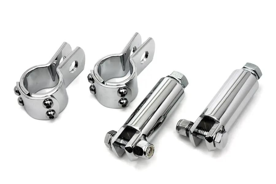 V-Twin Chrome Footpeg Mount Kit with Clamp Set and Extension Bars for Motorcycles by V-Twin