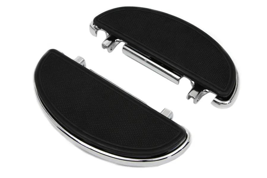 Wyatt Gatling Chrome Driver Half Moon Footboard Set Part #055371 for Harley Davidson FLST Models by Wyatt Gatling