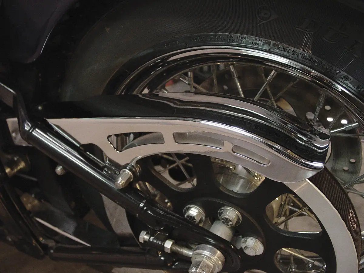 V-Twin Chrome Rear Belt Guard Upper for Harley Davidson FLST & FXST (Part #60610-02) by V-Twin