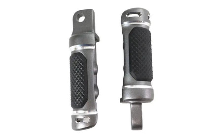 V-Twin NYC Style Footpeg Set – Machined Detail Accents with Rubber Grip Insert by V-Twin