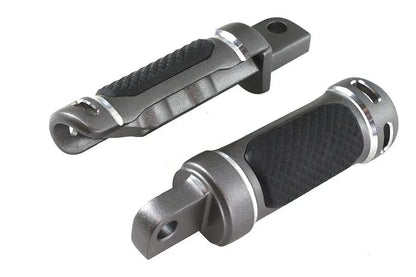 V-Twin NYC Style Footpeg Set – Machined Detail Accents with Rubber Grip Insert by V-Twin