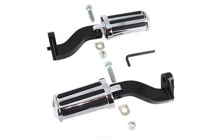 V-Twin Rail Style Adjustable Footpeg Kit with Chrome Finish and Rubber Rails for Harley Davidson FLT Models by V-Twin