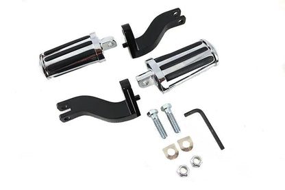 V-Twin Rail Style Adjustable Footpeg Kit with Chrome Finish and Rubber Rails for Harley Davidson FLT Models by V-Twin