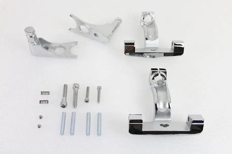 Wyatt Gatling Chrome Passenger Footboard Mount Kit for Harley Davidson FLSTC and FXST Models by Wyatt Gatling