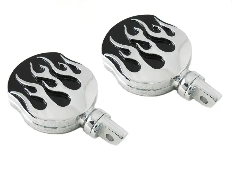 Wyatt Gatling Chrome Flame Style Highway Bar Footpeg Set for Harley Davidson Softail Models by Wyatt Gatling