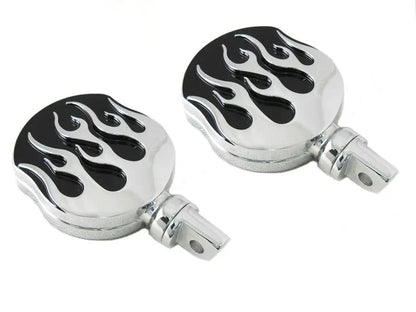 Wyatt Gatling Chrome Flame Style Highway Bar Footpeg Set for Harley Davidson Softail Models by Wyatt Gatling