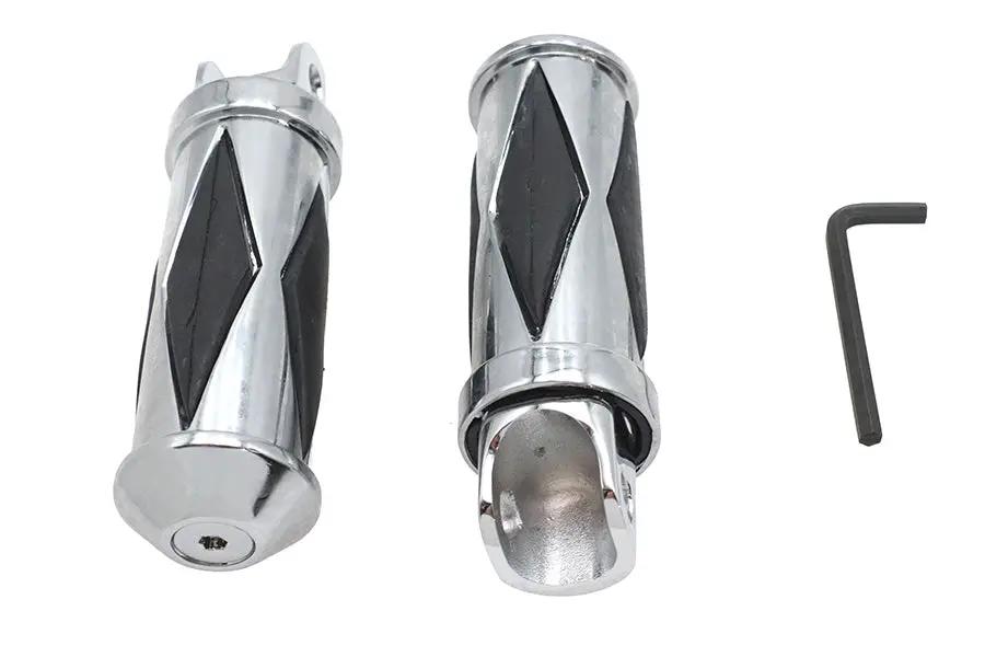 V-Twin Chrome Diamond Style Footpeg Set - Pair for Motorcycle Comfort and Style by V-Twin