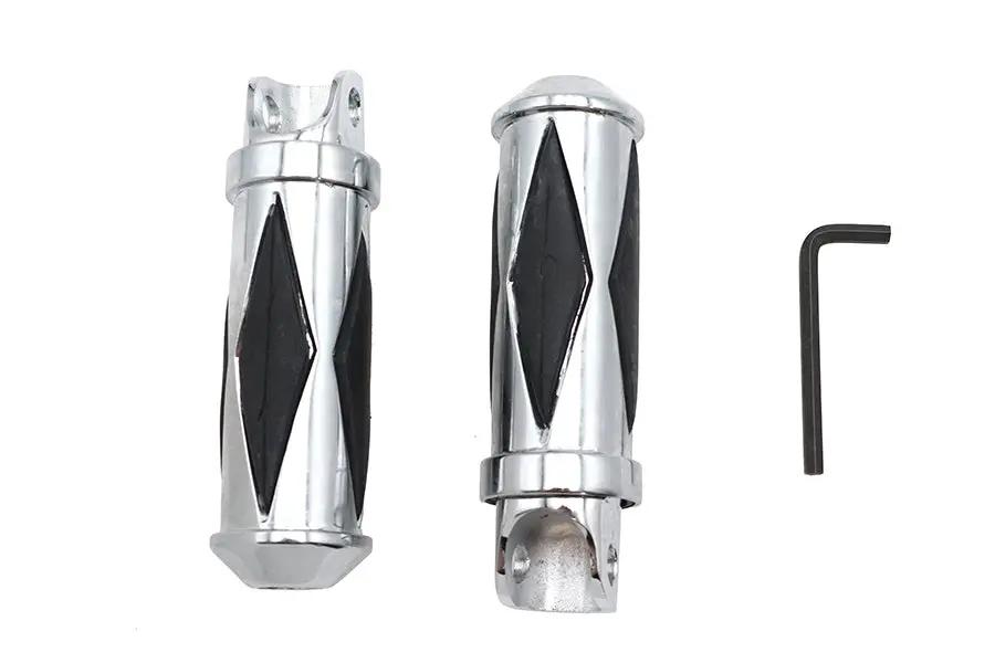 V-Twin Chrome Diamond Style Footpeg Set - Pair for Motorcycle Comfort and Style by V-Twin