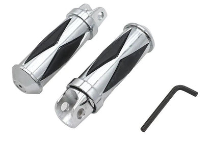 V-Twin Chrome Diamond Style Footpeg Set - Pair for Motorcycle Comfort and Style by V-Twin