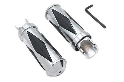 V-Twin Chrome Diamond Style Footpeg Set - Pair for Motorcycle Comfort and Style by V-Twin