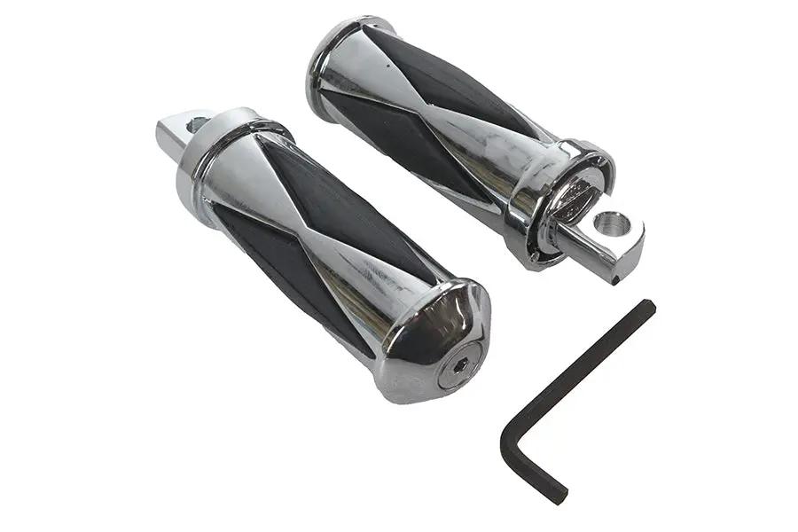 V-Twin Chrome Diamond Style Large Footpeg Set for Harley-Davidson Softail Models by V-Twin