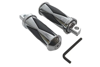 V-Twin Chrome Diamond Style Large Footpeg Set for Harley-Davidson Softail Models by V-Twin