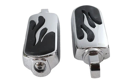 V-Twin Chrome Flame Style Footpeg Set with 4-inch Pegs and Mounting Hardware by V-Twin