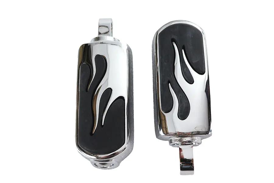 V-Twin Chrome Flame Style Footpeg Set with 4-inch Pegs and Mounting Hardware by V-Twin