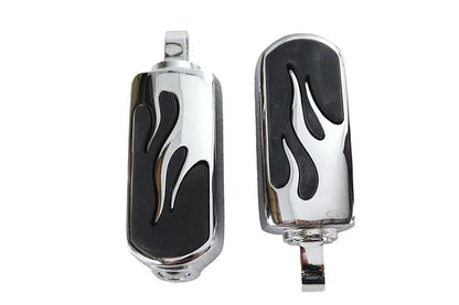 V-Twin Chrome Flame Style Footpeg Set with 4-inch Pegs and Mounting Hardware by V-Twin
