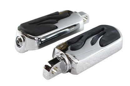 V-Twin Chrome Flame Style Footpeg Set with 4-inch Pegs and Mounting Hardware by V-Twin